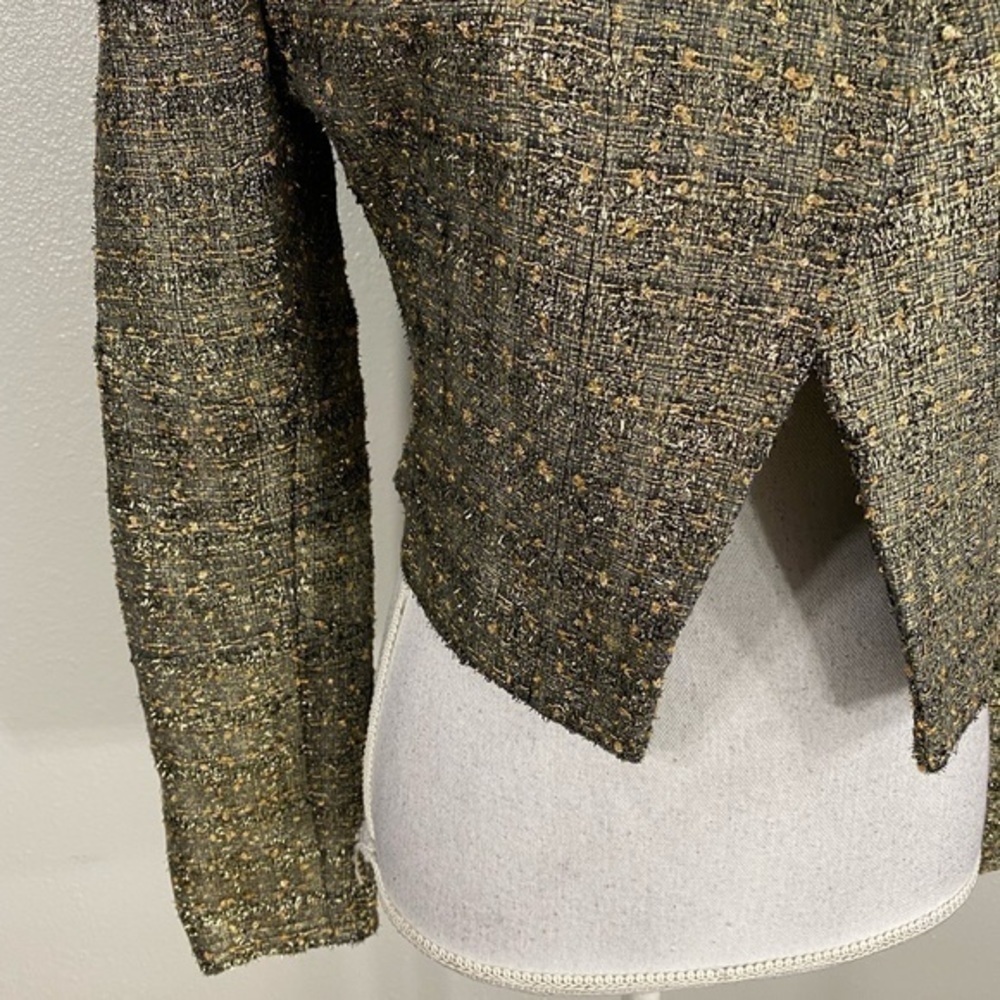 Xoxo metallic gold black tweed crop blazer Large L - Picture 5 of 13